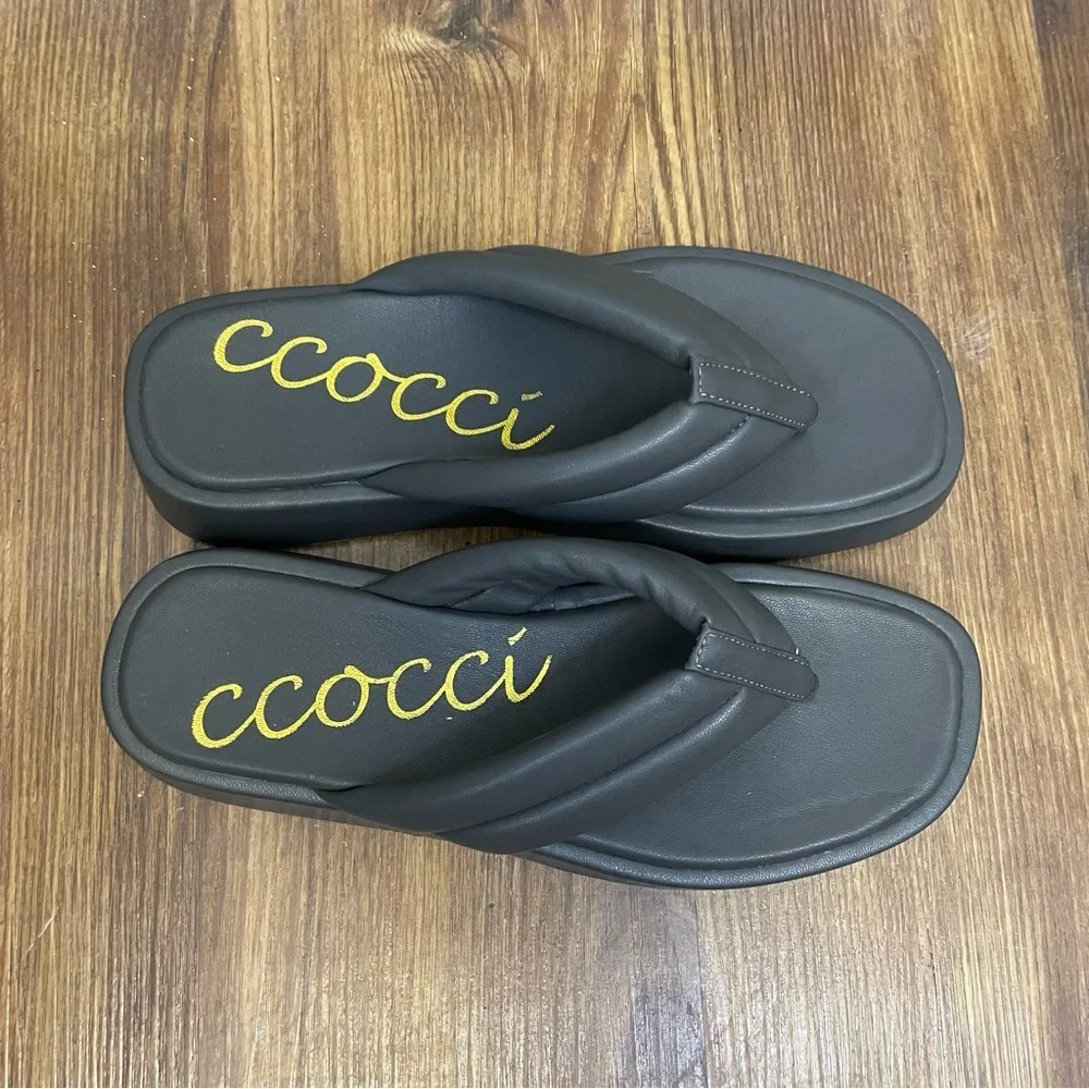 CCOCCI Gray Bonnie‎ Chunky Platform Sandal Gray Size 8